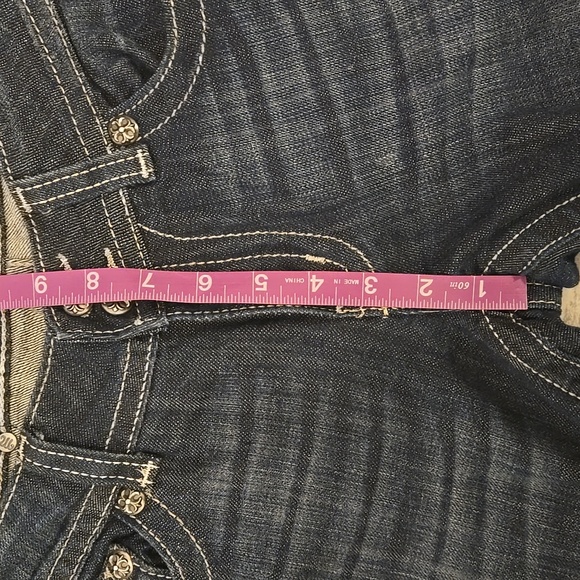 Miss Me Jeans Size 30 x 30 Denim Dark Boot Cut Rhinestone Pockets - Picture 11 of 16